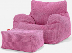 Lounge Pug, Bean Bag Wingback tool koos tugitooliga, Pom-Pom Pink