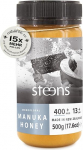 Steens Manuka mesi MGO 400+ - 500 g Puhas toormesi 100% sertifitseeritud UMF 13+ Manuka mesi - Uus-Meremaal pudelisse villitud ja suletud - 500 g