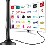 TV-Antenne innen, Freeview Indoor TV Antenne mit starkem Magnetfu&szlig;, 360&deg; Empfang & 50+ Meilen lange Reichweite f&uuml;r stabiles Signal, unterst&uuml;tzt VHF/UHF/DAB Radio f&uuml;r alle Fernseher