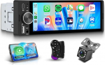 Autoradio 1 DIN traadita Carplay Android auto IOS / Android Mirror Link Bluetooth 5.2, 6,28-tolline Incell puuteekraaniga autoraadio Single DIN FM-raadio USB/EQ/AUX/DVR roolijuhtimine tagurduskaameraga