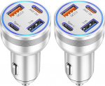 Autolaadija USB C 4 in 1 65W Kiirlaadimine 4-pordiline Dual USBC ja USB-A autolaadija Cargador Carro S&uuml;&uuml;taja Adapter iPhone 17 16 15 14 13 12 Pro Max iPad Samsung Tabletile
