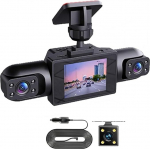 360 &deg; t&auml;isvaate auto Dash Cam, 4K UHD esikaamera ja 1080P tagumine k&uuml;lgkaamera, koos liikumistuvastusega, toetab ts&uuml;kli salvestamist, intelligentne parkimisj&auml;lgimiskaamera, 170-kraadine laia nurgaga Dash Cam (neli)