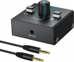3,5mm Audio Switcher 2(1)-In-1(2)-Out Audio Schalter mit 3,5-mm-Audiokabel, Lautst&auml;rkeregler & One-Touch Stummschalttaste, Audio Umschalter Sound Verteiler f&uuml;r Lautsprecher Kopfh&ouml;rer