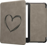 kwmobile kaitsev &uuml;mbris Amazon Kindle Paperwhite (2024)/Colorsoft Case - eReader Case Made of Faux Leather koos Auto Sleep funktsiooniga - Heart Brush halliga