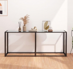 Glas Konsole Tisch L&auml;bipaistev Hartglas Stahl 180x35x75,5 cm Wohnzimmer Model331682