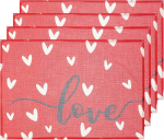 4 St&uuml;ck Herz Tischset aus Leinen Abwaschbare Platzsets f&uuml;r Esstisch Rutschfestes Valentinstag Tischset f&uuml;r K&uuml;che Esszimmer 4 St&uuml;ck Herz Tischset aus Leinen Abwaschbare Platzsets f&uuml;r Esstisch Rutschfestes Valentinstag Tischset f&uuml;r K&uuml;che Esszimmer