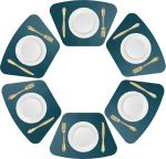 Tischset, 6er-Set, Kunstleder-Tischsets, wasserdicht, rutschfest, hitzebest&auml;ndig, Keil-Tischsets for runde Tische, K&uuml;chendekor (Weinrot)(Malachite Green)