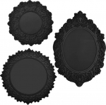 Tischsets und Untersetzer, Silikon-Tischset-Set, Blumen-Spitzen-Design, Mehrfarbig, 3-TLG(Black)