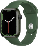 Apple Watch Series 7 (GPS, 45 mm) - roheline alumiiniumist korpus koos spordirihmaga Clover Sport (uuenenud)