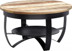 FineBuy kohvilaud 60 x 34 x 60 cm Mango t&auml;ispuidust / metallist t&ouml;&ouml;stuslik must &uuml;mmargune diivanilaud elutoa laud tahke v&auml;ike laud salongilaud elutuba