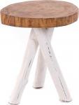 Teak 40 rustikaalne puidust laud puidust raamiga 41 x 34 cm (k&otilde;rgus x l&auml;bim&otilde;&otilde;t), teakpuust, rustikaalne k&uuml;ljelaud, kolmjalgne laud, jalutuslaud, telefonilaud, taimejalg, v&auml;rv: 06 valge maamaja