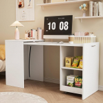 126 x 55 x 72,5 cm Multifunktsionaalne kokkupandav laud, mis &uuml;hendab laua ja kabineti &uuml;hes disainis, kahe hoiukambriga t&otilde;husaks organiseerimiseks, k&otilde;rge kandev&otilde;imega, valge v&auml;rvi