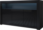 MB Muebles Bonitos kaasaegne k&uuml;ljepaneel, laius 155 x k&otilde;rgus 91,5 x s&uuml;gavus 37 cm, l&auml;ikiv melamiin, must, elutoa TV-aluslaud, mudel Aker