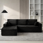 DUANDUAN 270 cm Cloud Modular Diivan L-kujulise Chaise istmega, moodne moodul diivan s&uuml;gava istmega, polsterdatud diivan elutuppa, magamistuppa, ilma kokkupanekuta, must (Soft Corduroy kangas) (Corduroy, must)