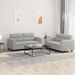 3202315 2-osaline diivanikomplekt padjadega helehall mikrokiudkangas, Lounge diivan, diivanid ja diivanid, Relax diivan, diivan elutuppa, diivan koos
