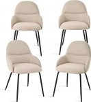 S&ouml;&ouml;gitooli komplekt 4 k&auml;etoega - Ergonoomilised polsterdatud toolid, kaasaegsed k&ouml;&ouml;gitoolid linase kattega ja metallist jalgadega, polsterdatud toolid elutuppa, s&ouml;&ouml;gituppa, k&ouml;&ouml;ki, beeži v&auml;rvi.