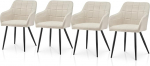 TUKAILAI Linasest s&ouml;&ouml;gitooli komplekt, k&ouml;&ouml;gitool seljatoega, polsterdatud iste, k&auml;etoed, metallist jalad, polsterdatud tool, k&auml;etugi, k&ouml;&ouml;k, s&ouml;&ouml;gituba, elutuba (Linane &times; 4, kreem)