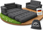 Naturiz&reg; v&auml;ljat&otilde;mmatav diivan 165 x 220 cm - Camping diivan voodifunktsiooniga - K&uuml;laliskoht 2 inimesele - T&auml;ispuhutav diivan kandekotiga - V&auml;ike minisohva, minisohva, &otilde;hksohva (Hall, ilma pumbata)