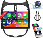 8 Core 4 + 64G: Hodozzy Carplay autoraadio Peugeot 206/206cc/Citroen C2 2001-2016, 9-tolline puuteekraaniga Android autoraadio Bluetooth Android Car/WiFi/GPS/RDS/FM/DSPga
