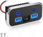 Linkstyle RV USB-pistikupesad, 76W Dual 18W USB-A & Dual 20W PD3.0 pordid, elektripistikupesa koos l&uuml;litiga 12V/24V autole, veoautole, paadile