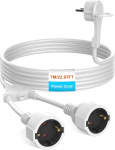 Pikenduskaabel 2 Schuko pistikupesaga, pikenduskaabel lame&uuml;hendusega 7 m, puutetundlik kaitse siseruumides, IP20, 1 mm&sup2;, 250 V, 16 A, 3680 W - valge