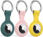 Schutzh&uuml;lle f&uuml;r AirTag - Silikonh&uuml;lle f&uuml;r AirTag Schl&uuml;sselanh&auml;nger f&uuml;r Schl&uuml;ssel, Taschen, Gep&auml;ck, Haustierhalsb&auml;nder, Anti-Verlust und Kratzfestes Design f&uuml;r Apple Air Tags 2021 (Milit&auml;rgr&uuml;n/Rosa