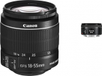 Canon EF-S 18-55 mm F3.5-5.6 is II Universal Zoom Lens (58 mm Filter Thread) Black & EF 50 mm F1.8 STM Lens (58 mm Filter Thread) Black