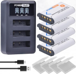 PowerTrus 4tk NP-BX1 NP BX1 aku ja LED USB 3 pesaga laadija Sony ZV-1, DSC-RX100, RX100 II, RX100 III, DSC-WX500, WX300, WX350, HX300, HDR-AS15, AS30, AS300, GWP88 jaoks.