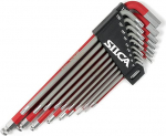 SILCA HX-Two Heavy Duty Essential Metric Hex ja Torx komplekt | Torx 7 - T30 - Hex 1.5 - H10 | Punase ja halli tekstuuriga pulberv&auml;rvitud libisemisvastane k&auml;epide