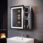 SONNI Peegelkapp koos valgustusega 50 x 70 cm l&uuml;kanduksega uduvastane vannitoa peegelkapp koos pesumasinate pistikupesaga 3 l&uuml;litusrežiimiga vannitoa peegelkapp