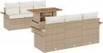 7-teiliges Garten-Sofa-Set mit Kissen Beige Poly Rattan Akazie Gartenlounge Model3349280