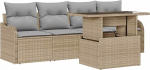 5-teiliges Garten Sofa Set mit Kissen Beige Poly Rattan, 2-Sitzer Garten Sofa mit Kissen Beige Poly Rattan Gartenlounge Model3348366