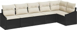 6-teiliges Garten-Sofa-Set mit Kissen Schwarz Poly-Rattan Gartenlounge Model3346737