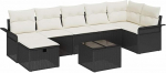 8-teiliges Garten-Sofa-Set mit Kissen Schwarz Poly-Rattan, 2-Sitzer Garten-Sofa mit Stauraum & Kissen Schwarz Poly-Rattan Gartenlounge Model3360238