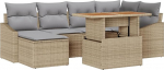 7-teiliges Garten-Sofaset mit Kissen Beige Poly Rattan Gartenlounge Model3358597