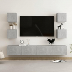 Homgoday TV-M&ouml;bel-Set, 6 St&uuml;ck, Grau, Beton, aus mehrschichtigem Holz, TV-Schrank, niedriger TV-Schrank, Couchtisch, TV-St&auml;nder f&uuml;r TV, Wohnzimmer, M&ouml;bel