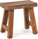 DESIGN DELIGHTS Vintage Rustic Seat Stool, 41 x 42 x 24 cm (H x W x D), Teak Wood, Wooden Stool, Teak Stool, Plant Stool, Colour: 01 Natural Vintage