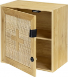 WENKO Allegre Medicine Cabinet Lockable Storage Cabinet Bamboo Rattan Wicker Storage Cabinet Boho Style with Fixings 30 x 30 x 17.8 cm Natural
