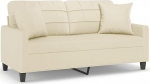 Creme 2-Sitzer-Sofa mit Kunstleder & PP-Baumwolle Polster - Modernes disain, 158x77x80 cm, Wohnzimmer Model3200804