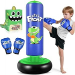 Laste poksikott 120cm dinosaurus poksikott koos poksikindadega 3-8 aastastele lastele poksikomplekt koos tugeva alusega karate taekwondo harjutamiseks - kingitusidee poistele