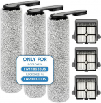 Rullk&auml;epide mitte- eemaldatav: (6 tk) Harjarullid ja HEPA filter Tineco Floor ONE S7 PRO/ONE S6 Smart Wireless Wet/Dry tolmuimeja jaoks, varuosad, 3 HEPA filtrit, 3 harjarulli