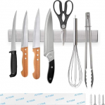 Ninonly magnetiline nuga raudtee ilma puurimata magnetiline raudtee nugade jaoks 30 cm (12 tolli) magnetiline riba nuga isekleepuv magnetiline nugade hoidja seinakinnitus nugade k&ouml;&ouml;giriistade t&ouml;&ouml;riistadele