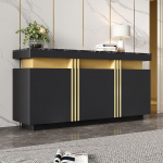 Merax Sideboard, k&ouml;&ouml;gikapp, 3-ukseline hoiukapp, kaasaegne buffetkapp t&ouml;&ouml;tasapinnaga, reguleeritav riiul, s&ouml;&ouml;gitoa kapp elutuppa, s&ouml;&ouml;gituppa, esikusse, marmorne v&auml;limus, must