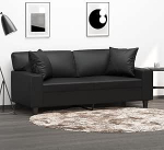 Mengtu 2-kohaline diivan koos dekoratiivsete padjadega Diivan Diivan Lounge diivan Pehmendusega diivan Relax diivan Kahekohaline diivan K&uuml;lalissohv Diivan Diivanid elutuppa magamistuppa k&uuml;lalistetuppa Must 140 cm kunstnahast