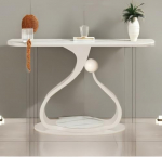 120-Zoll-Konsolentisch f&uuml;r den Eingangsbereich, Sofatisch hinter der Couch f&uuml;r Wohnzimmer/Flur/Foyer, Tischplatte aus Kunstmarmor (Schwarz 2)