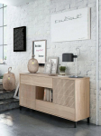 Dmora - Waco Sideboard, elutoa buffet, TV kapp, jalakapp elutuppa, kaasaegne garderoobikapp 2 uksega, 151 x 41 x 80 cm, tammepuust