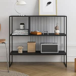 Konsolentisch, Eingangstisch im skandinavischen Stil, Sofatisch f&uuml;r Eingangsbereich, Flur, Wohnzimmer, Tisch hinter der Couch mit offenen Ablagefl&auml;chen (Schwarz 2,70 cm)