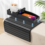 Joy&Grace Diivanijookide hoidja, 3 in 1 magnetiline eemaldatav diivanite k&auml;etugi, bambusest diivanite k&auml;etugi laud koos libisemiskindla padiga, diivanite k&auml;etugi laud (must)