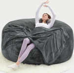 Generisch Soja tool t&auml;iskasvanutele, Bean bag koos t&auml;idisega, Storage Foam Chair, Giant Bean bag with Super Soft Fur, elutoa m&ouml;&ouml;bel, sobib magamistuppa (tumehall, 120 cm x 120 cm (L))