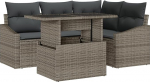Rantry 5-teiliges Garten-Sofa-Set mit Kissen Grau Poly-Rattan Gartenlounge Model3357732